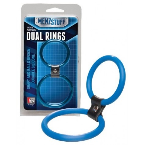 Синее двойное эрекционное кольцо Dual Rings Blue