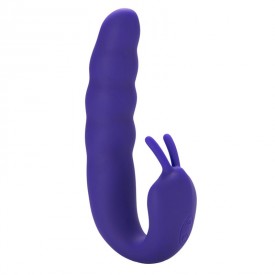 Фиолетовый вибратор Ribbed Dual Stimulator - 17 см.